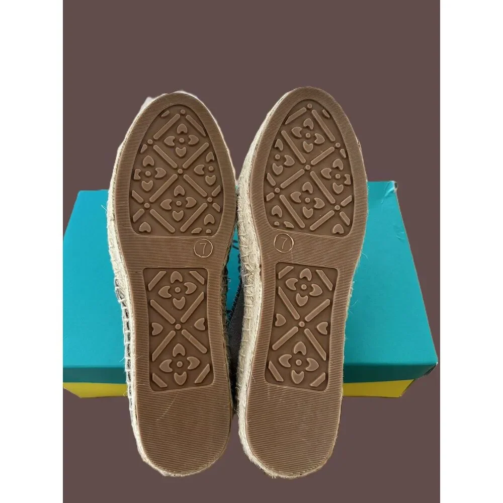 NWB Jack Rogers Riley gray suede espadrilles braided Jute sole round toe size 7